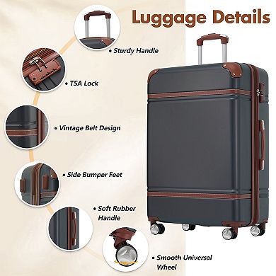 Merax Vintage 28 Inch Lightweight Hardshell Suitcase - Double Spinner Wheels & TSA Lock