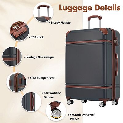 Merax Vintage 28 Inch Lightweight Hardshell Suitcase - Double