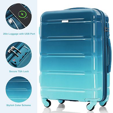 Merax Luggage Sets 5 Piece, ABS Durable Suitcase with Travel Bag