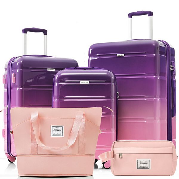 Merax Luggage Sets 5 Piece, ABS Durable Suitcase with Travel Bag