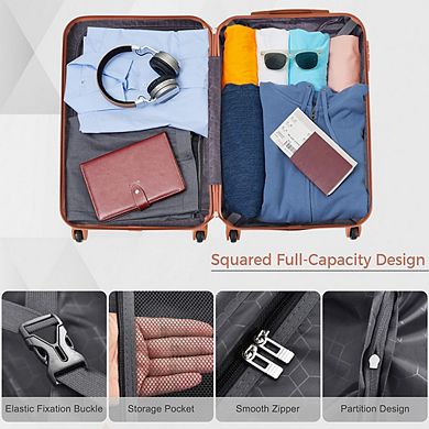 Merax 4 Piece ABS Durable Luggage Set with Travel Bag & Carry-On, 360° Spinner Wheels