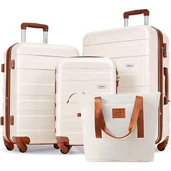 Merax 4 pc ABS Durable Luggage Set with Travel Bag & Carry-On, 360° Spinner Wheels