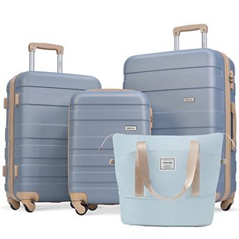 Merax 4 pc ABS Durable Luggage Set with Travel Bag & Carry-On, 360° Spinner Wheels