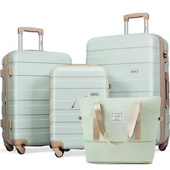 Merax 4 pc ABS Durable Luggage Set with Travel Bag & Carry-On, 360° Spinner Wheels