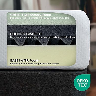 Nestl 8" Green Tea Memory Foam Mattress with 4 Piece Deep Pocket Bed Sheets