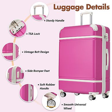 Merax Vintage 24 Inch Lightweight Hardshell Suitcase - Double Spinner Wheels & TSA Lock