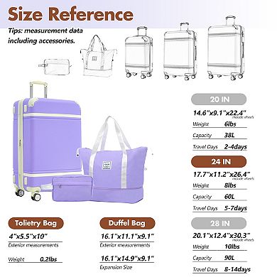 Merax Vintage 24 Inch Lightweight Hardshell Suitcase - Double Spinner Wheels & TSA Lock