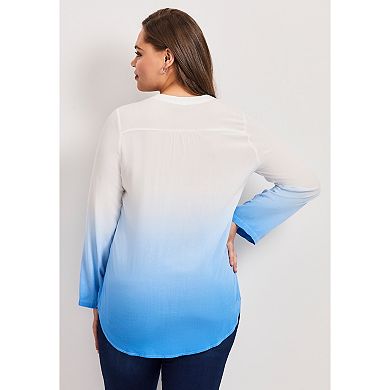 Avenue Women's Plus Size Roll Tab Pintuck Tunic