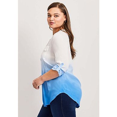 Avenue Women's Plus Size Roll Tab Pintuck Tunic