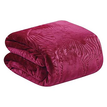 SimpleElegance Zebra Embossed Plush Blanket