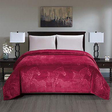 SimpleElegance Zebra Embossed Plush Blanket