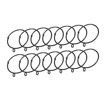14 pc Openable Curtain Rod Rings with Eyelets 2.5-Inch Black