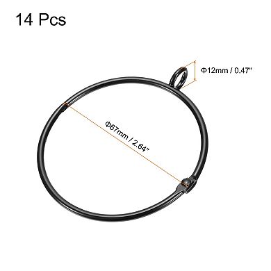 14 PCS Openable Curtain Rod Rings with Eyelets 2.5-Inch Black