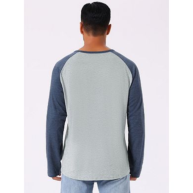 Men's Raglan Long Sleeve Tee Shirt Casual Baseball Henley T-Shirts