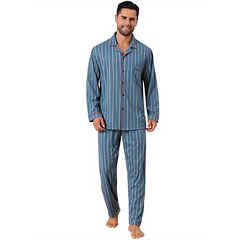 Men's 2 pc Long Sleeve Button Down Pocket Pattern Pajamas Set