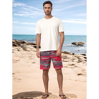 Men's Summer Drawstring Elastic Waist Color Block Beach Shorts