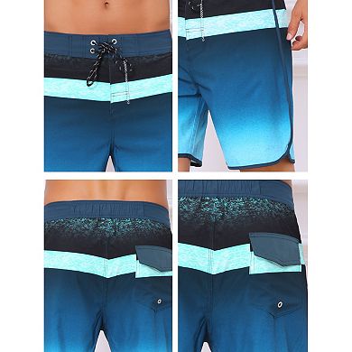 Men's Summer Drawstring Elastic Waist Color Block Beach Shorts