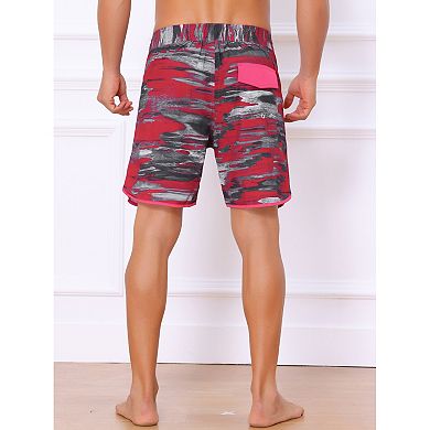 Men's Summer Drawstring Elastic Waist Color Block Beach Shorts