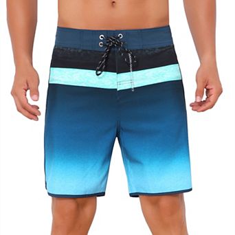 Men's Summer Drawstring Elastic Waist Color Block Beach Shorts