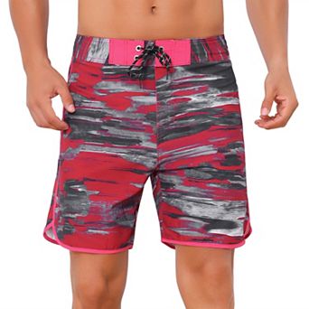 Men's Summer Drawstring Elastic Waist Color Block Beach Shorts