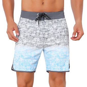 Men's Summer Drawstring Elastic Waist Color Block Beach Shorts