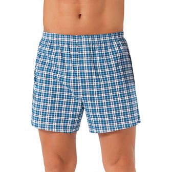 Men's Classic Elastic Waistband Plaid Pattern Boxer Shorts