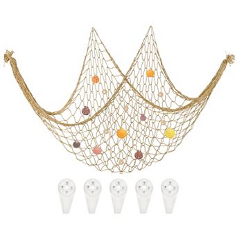 Natural Shell Decorative Fishing Net 40"x80" Ocean Theme Party Wall Hanging Fish Net Decor