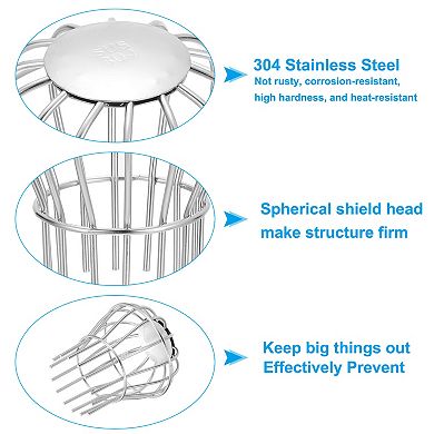 Gutter Guard 3 Inch, 2 Pack Down Pipe Filter, Anti-Blocking Line Cap Drain Cover Downspout Protector