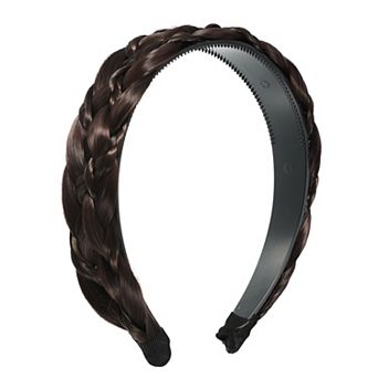 Wig Braided Headbands, Synthetic Hair Headbands with Braid, Braided Hairhoop with Teeth, 1.5" Wide