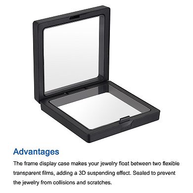 Floating Thin Film Display Box with Base 11cm x 11cm x 2cm Pack of 4