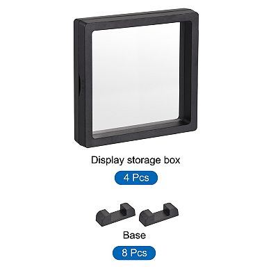 Floating Thin Film Display Box with Base 11cm x 11cm x 2cm Pack of 4
