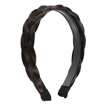 Wig Braided Headbands, Synthetic Hair Headbands with Braid, Braided Hairhoop with Teeth, 1.1" Wide