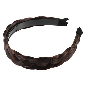 Wig Braided Headbands, Synthetic Hair Headbands with Braid, Braided Hairhoop with Teeth, 1.1" Wide