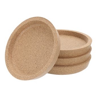 10 pc Cork Coaster With Lip for Drinks Absorbent, 4 in Heat Resistant Reusable Coaster, Brown