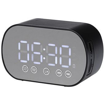 Small Dual Digital Alarm Clock, Mirror Alarms with FM Radio and Speaker Function 3.3x2x1.6 inch