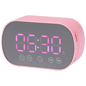Small Dual Digital Alarm Clock, Mirror Alarms with FM Radio and Speaker Function 3.3x2x1.6 inch
