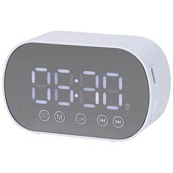 Small Dual Digital Alarm Clock, Mirror Alarms with FM Radio and Speaker Function 3.3x2x1.6 inch
