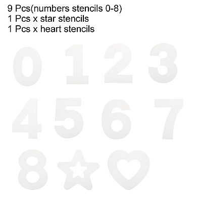 4 Inch Number Stencils Set Plastic Number Stencils with Star and Heart, Reusable Digital Templates