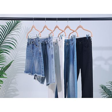 20 Pack Flocked Non-Slip Hangers with Pinch Clips, Durable 360-degree Space Saving Clothes Hangers