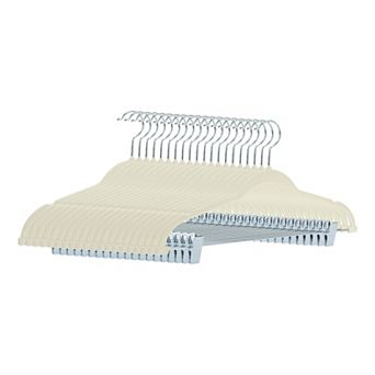 20 Pack Flocked Non-Slip Hangers with Pinch Clips, Durable 360-degree Space Saving Clothes Hangers