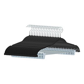 20 Pack Flocked Non-Slip Hangers with Pinch Clips, Durable 360-degree Space Saving Clothes Hangers