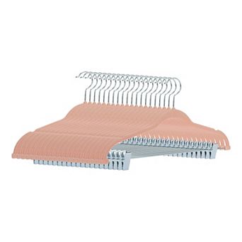 20 Pack Flocked Non-Slip Hangers with Pinch Clips, Durable 360-degree Space Saving Clothes Hangers