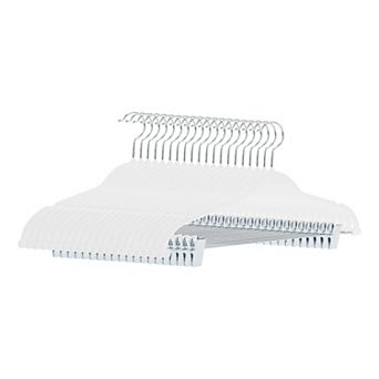 20 Pack Flocked Non-Slip Hangers with Pinch Clips, Durable 360-degree Space Saving Clothes Hangers