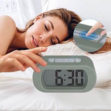 Oval Digital Alarm Clock for Bedroom, Alarms w Big Numbers Display, Adjustable Alarm 5.4x2.6x2 inch