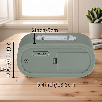 Oval Digital Alarm Clock for Bedroom, Alarms w Big Numbers Display, Adjustable Alarm 5.4x2.6x2 inch