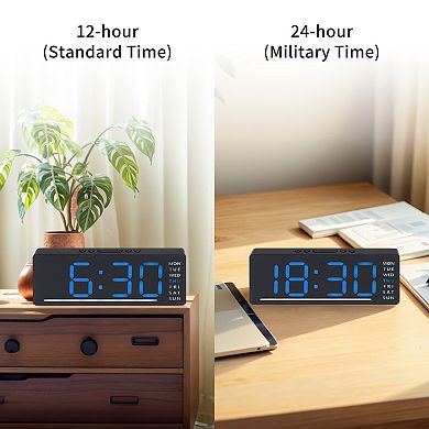 Digital Dual Alarm Clock, Easy to Set, Dimmable, Date Day of Week Temp Snooze, 12/24H 6.1x2.4x1 inch