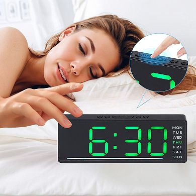 Digital Dual Alarm Clock, Easy to Set, Dimmable, Date Day of Week Temp Snooze, 12/24H 6.1x2.4x1 inch