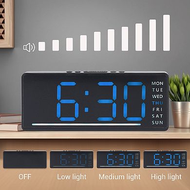 Digital Dual Alarm Clock, Easy to Set, Dimmable, Date Day of Week Temp Snooze, 12/24H 6.1x2.4x1 inch
