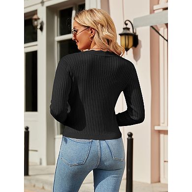 Women Plus Size Cardigan Long Sleeve Crew Neck Button Down Sweaters Open Front Knit Bolero Shrugs
