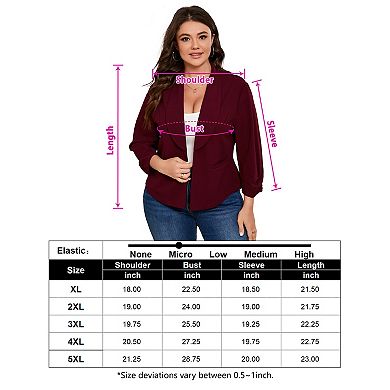 Womens Plus Size Long Sleeve Blazer Open Front Cardigan Work Office Jacket Suit Blazer With Pocket